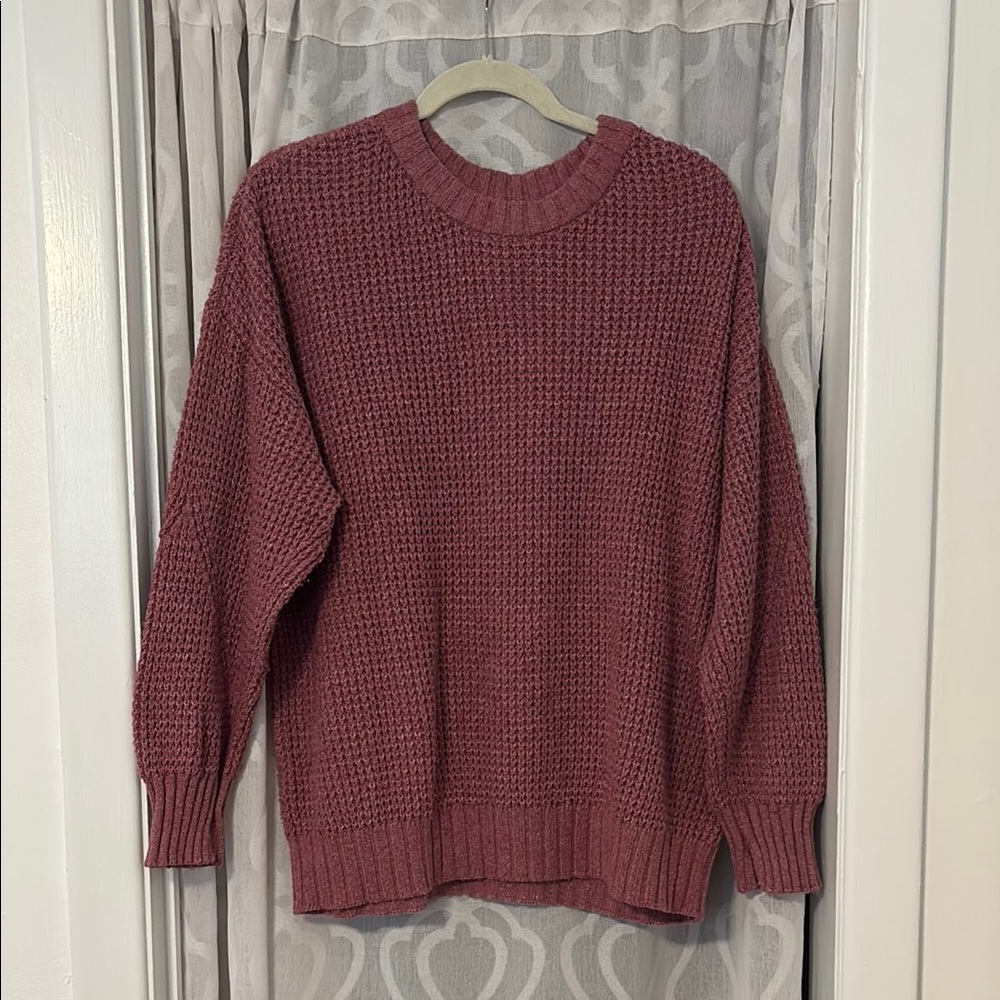 American Eagle Outfitters Oversized Textured Knit Sweater in Rose